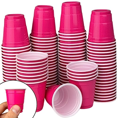 100 Kleine Pinke Party Becher, 2 Oz ca. 5 cl. Rosa Shot Cups Plastik wiederverwendbare Schnapsgläser Original von MBP MybeerPong® von MBP My Beer Pong