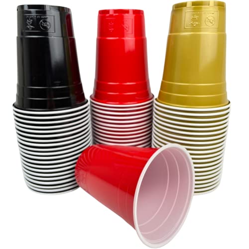 150 x 0,5 L Fussball Weltmeisterschaft 2022 Becher in Deutschland Farben 50x Black Cups, 50x Red Cups, 50x Gold Cups, WM Becher Fan Paket für deine Party zur nächsten WM, Spülmaschinenfest von MBP My Beer Pong