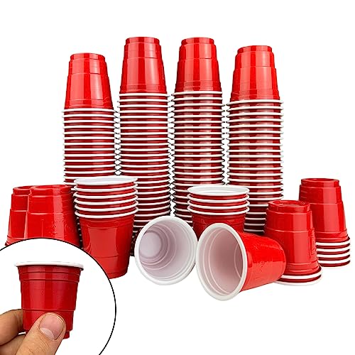 200 Kleine Rote Party Becher, 2 Oz ca. 5 cl. Red Shot Cups Plastik wiederverwendbare Schnapsgläser Original von MBP MybeerPong® von MBP My Beer Pong