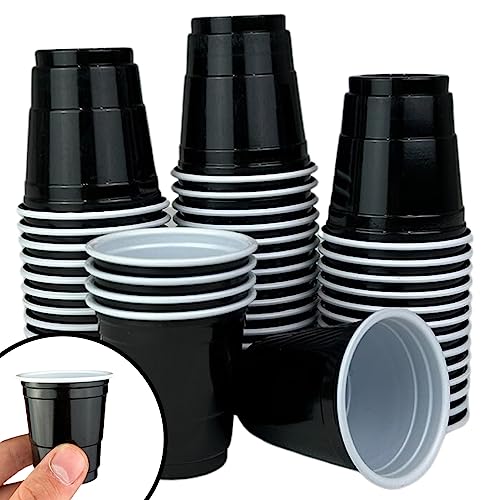 50 Kleine schwarze Party Becher, 2 Oz ca. 5 cl. Shot Cups Plastik wiederverwendbare Schnapsgläser Original von MBP MybeerPong® von MBP My Beer Pong
