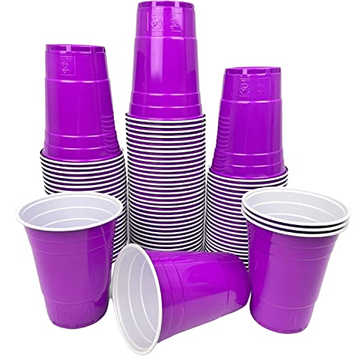 MBP My Beer Pong 100 Mehrweg Plastikbecher in Lila (10g) 16oz (437 ml) - Stabil und Spülmaschinengeeignet von MBP My Beer Pong