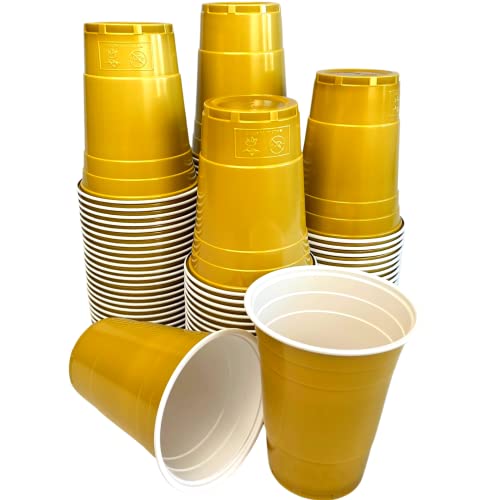 MBP My Beer Pong MYBEERPONG® 100 Goldene Party-Becher (16oz / 473ml) - Wiederverwendbar - Geruchsneutral - Lebensmittelecht von MBP My Beer Pong