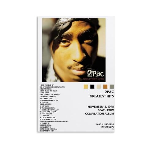 MBRAIKEG 2Pac Greatest HitsAlbum Songposter Musik Künstler Album Leinwand Dekorative Wandkunst Wanddekoration Unframe-Stil 3012 x 18 Zoll (30 x 45 cm) von MBRAIKEG