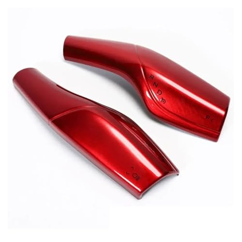 Auto Innen Navigation Panel Dekoration Für Tesla Für Model 3 Für Model Y 2022-2023 2PCS Innen Umbau Patch Auto ABS Spalte Shift Schutz Abdeckung(Carbon Fiber Red) von MBROS