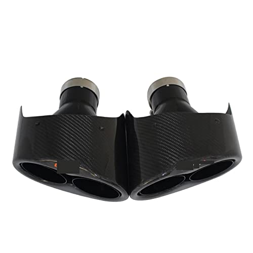 MBROS Auto Auspuff Endrohr Integrierte Auto-Kohlefaser-Glänzende Schalldämpferspitze Y-Form Doppelausgang Universal-Edelstahl-Schwarz-Auspuffdüse Schallrohr Auspuff (Farbe : Left 57MM) von MBROS