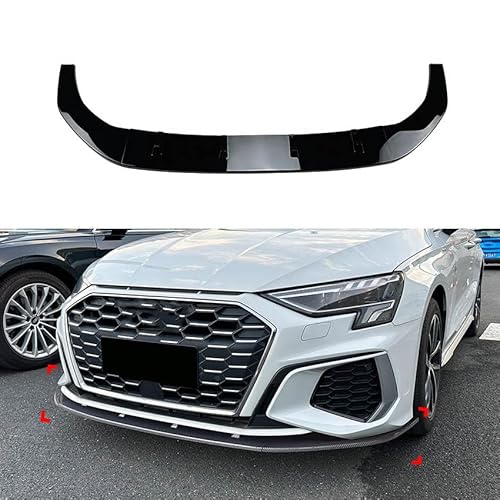 MBROS Auto Frontlippe Frontspoiler für Audi A3 S3 8Y 2021-2023, Front Unterstoßstangen Kratzfest Kollisionssicher Lippenspoiler Frontstoßstangenlippe Zubehör,A Gloss Black von MBROS