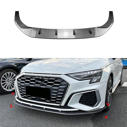 MBROS Auto Frontlippe Frontspoiler für Audi A3 S3 8Y 2021-2023, Front Unterstoßstangen Kratzfest Kollisionssicher Lippenspoiler Frontstoßstangenlippe Zubehör,B Carbon Pattern von MBROS