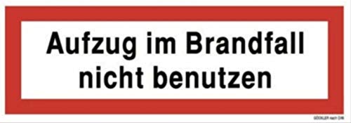 2x Schild Aufkleber Aufzug im Brandfall nicht benutzen Folie selbstklebend 210 x 74 mm von MBS-FIRE von MBS-FIRE - Brandschutzfachhandel