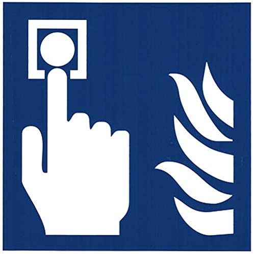 Aufkleber Hausalarm blau Brandmelder Feuermelder Druckknopfmelder 15x15 cm | blau von MBS-FIRE von MBS-FIRE - Brandschutzfachhandel