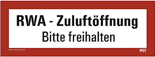 Aufkleber RWA Zuluftöffnung Rauchabzug selbstklebende Folie 297x105mm MBS-FIRE® von MBS-FIRE - Brandschutzfachhandel