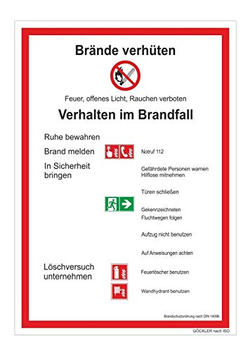 Brandschutzordnung Teil A Brände verhüten Schild DIN 14096 von MBS-FIRE von MBS-FIRE - Brandschutzfachhandel