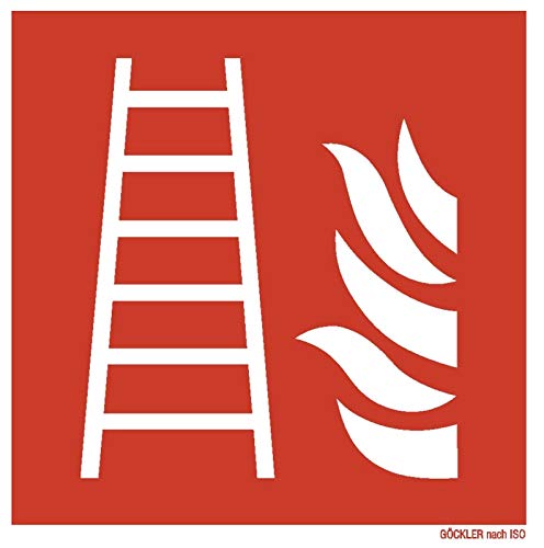 Feuerleiter Rettungsleiter Symbol Schild Brandschutzzeichen 15x15 Folie von MBS-FIRE® von MBS-FIRE - Brandschutzfachhandel