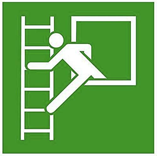 Fluchtfenster Rettungsleiter Rettungsfenster Leiter Notausstieg Schild Aufkleber Größe: 200x 200mm von MBS-FIRE - Brandschutzfachhandel