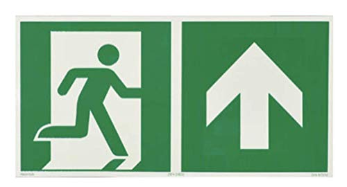 Fluchtweg Notausgang Pfeil oben Schild nachleuchtend selbstklebend ASR ISO7010 von MBS-FIRE® von MBS-FIRE - Brandschutzfachhandel