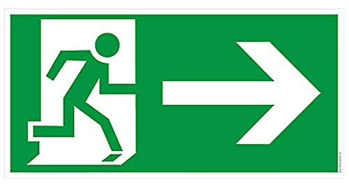 Rettungsweg Notausgang Schild PVC Kunststoff nachleuchtend rechts 400x200mm XXL von MBS-FIRE von MBS-FIRE - Brandschutzfachhandel