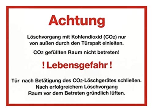 Schild Aufkleber CO2 Löschanlage Kohlendioxid Lebensgefahr Hinweisschild von MBS-FIRE von MBS-FIRE - Brandschutzfachhandel