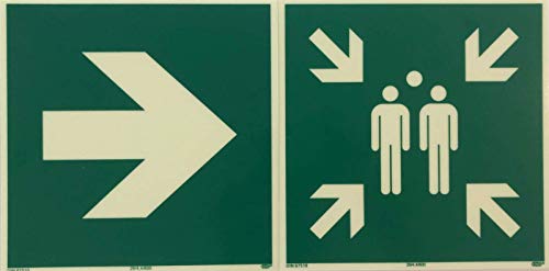 Schild Pfeil Sammelstelle grün KNS Kunststoff nachleuchtend selbstklebend von MBS-FIRE von MBS-FIRE - Brandschutzfachhandel