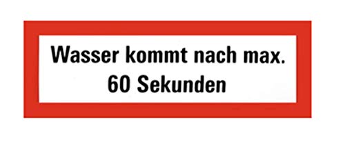 Zusatzschild Wandhydrant "Wasser kommt nach max. 60 Sekunden" 21x7,5cm von MBS-FIRE - Brandschutzfachhandel