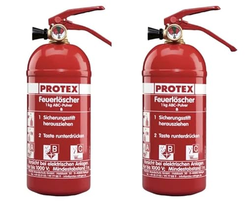 2X Protex Feuerlöscher PDE1GA Auto, 1kg, Manometer mit Kfz-Halterung u. Plakette 2X Protex Feuerlöscher PDE1GA Auto, 1kg, Manometer mit Kfz-Halterung u. Plakette von MBS FIRE