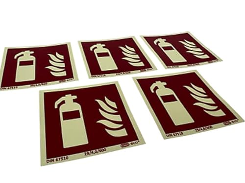 5er Set Feuerlöscher Aufkleber 5x5cm, Folie selbstklebend nachleuchtend 5er Set Feuerlöscher Aufkleber 5x5cm, Folie selbstklebend nachleuchtend von MBS FIRE