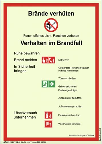 Brandschutzordnung Teil A ISO7010 DIN 14096 nachleuchtend von MBS FIRE