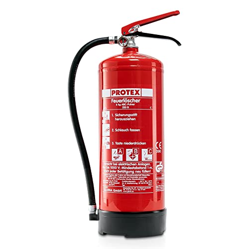 Pulver-Feuerlöscher – Protex PDE 6 Pulverfeuerlöscher – 6 kg - für die Brandklassen ABC – Zertifiziert nach DIN EN 3 und CE – 9,5 kg – mit praktischer Halterung – mit Prüfplakette - Made in EU Pulver-Feuerlöscher – Protex PDE 6 Pulverfeuerlöscher – 6 kg - für die Brandklassen ABC – Zertifiziert nach DIN EN 3 und CE – 9,5 kg – mit praktischer Halterung – mit Prüfplakette - Made in EU von MBS FIRE