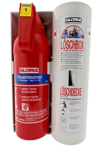 Gloria Löschbox 2l Schaumlöscher und Löschdecke 1,1 x1,1m inkl. Plakette von MBS FIRE