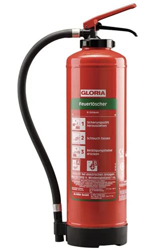 Gloria SE+6EASY- Bio-Schaum-Aufladefeuerlöscher mit Wandhalterung, einsetzbar an elektrischen Anlagen, EN3, 6 l, 10LE von MBS FIRE