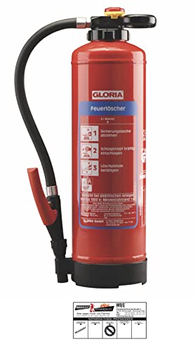 Gloria WH6 Pro 6l Wasser Feuerlöscher Wasserlöscher inkl. Halterung und Plakette von MBS FIRE