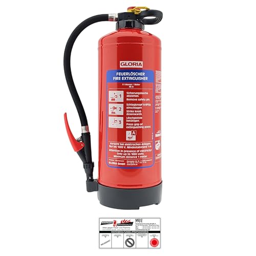 Gloria WH9 Pro 9l Wasser Feuerlöscher Wasserlöscher inkl. Halterung und Plakette von MBS FIRE