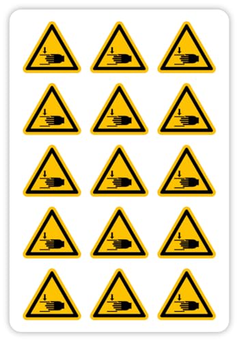15 x auf Bogen – Aufkleber Warnzeichen „Warnung vor Handverletzungen“ Warnhinweis Folie nach ISO 7010 (W024) | SL 2 cm Made in Germany von MBS-SIGNS