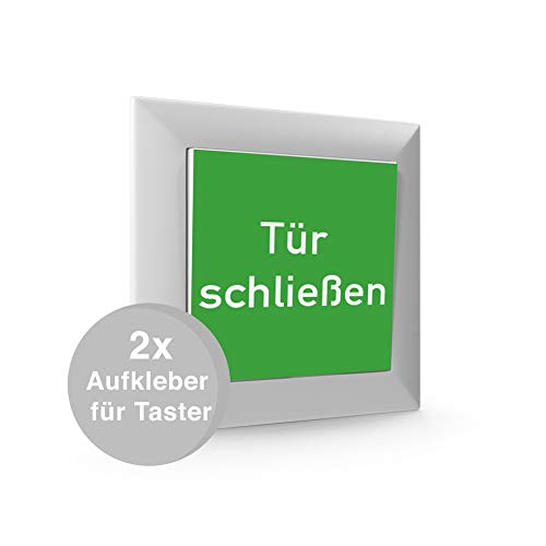 2 Stück Aufkleber für Taster Tür Schalter"Tür schließen" 52x52mm Folie grün made by MBS-SIGNS in Germany von MBS-SIGNS