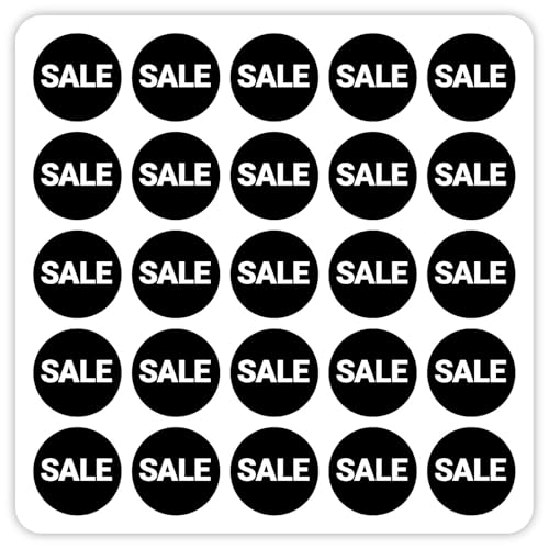 25 Stück – Aufkleber Etikett Plakette „SALE“ Folie Sticker Hinweis Schwarz Weiss | Ø 15-40 mm Made in Germany, Größe: Ø40 mm 25 Stück – Aufkleber Etikett Plakette „SALE“ Folie Sticker Hinweis Schwarz Weiss | Ø 15-40 mm Made in Germany, Größe: Ø40 mm von MBS-SIGNS