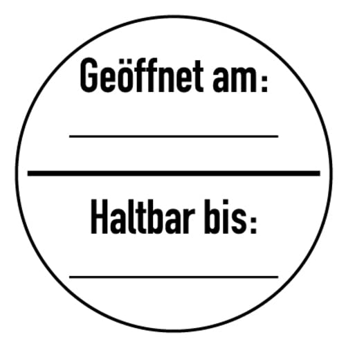 25 Stück – Prüfplakette beschriftbar „Geöffnet am | Haltbar bis“ Etikett Folie Aufkleber, s/w | Ø15-40mm Made in Germany, Größe: Ø30 mm 25 Stück – Prüfplakette beschriftbar „Geöffnet am | Haltbar bis“ Etikett Folie Aufkleber, s/w | Ø15-40mm Made in Germany, Größe: Ø30 mm von MBS-SIGNS