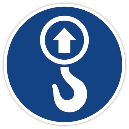 25x Aufkleber „Anschlagpunkt Hebepunkt“ Kranhaken Sticker auf Bogen Blau | 2 Größen | Made in Germany, Größe: 25 Stück auf Bogen | Ø 50 mm von MBS SIGNS