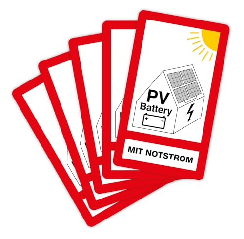 5 Stück – Aufkleber Brandschutzzeichen „PV-Anlage Battery mit Notstrom“ Hinweis Folie selbstklebend | 10,5 x 18 cm Made in Germany 5 Stück – Aufkleber Brandschutzzeichen „PV-Anlage Battery mit Notstrom“ Hinweis Folie selbstklebend | 10,5 x 18 cm Made in Germany von MBS-SIGNS