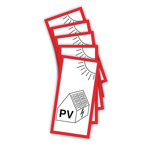 5 Stück – Aufkleber PV-Anlage Hinweis „Photovoltaik-Anlage“ Schild Folie selbstklebend | 10x20cm Made in Germany von MBS-SIGNS