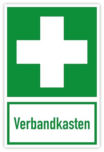 Aluminium Schild Hinweis „Erste Hilfe Verbandkasten“ grün Rettungszeichen 3mm Alu Dibond® | 10x15 cm Made in Germany von MBS-SIGNS