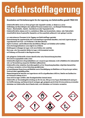 Aufkleber „Regel Gefahrstofflagerung gemäß TRGS 510“ | Hochwertige Sicherheitshinweise in verschiedenen Größen | Made in Germany, Größen Name: 21x,29,7 Aufkleber „Regel Gefahrstofflagerung gemäß TRGS 510“ | Hochwertige Sicherheitshinweise in verschiedenen Größen | Made in Germany, Größen Name: 21x,29,7 von MBS-SIGNS