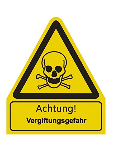 Aufkleber"Achtung Vergiftungsgefahr" Warnung Warnschild ISO 7010 | 210x245mm signalgelb made by MBS-SIGNS in Germany von MBS-SIGNS
