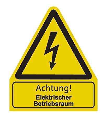 Aufkleber"Achtung elektrischer Betriebsraum" Warnung Warnschild ISO 7010 | 210x245mm signalgelb made by MBS-SIGNS in Germany von MBS-SIGNS
