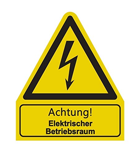 Aufkleber"Achtung elektrischer Betriebsraum" Warnung Warnschild ISO 7010 | 210x245mm signalgelb made by MBS-SIGNS in Germany von MBS-SIGNS