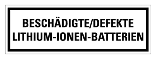 Aufkleber Batterie-Kennzeichnung „Beschädigte/Defekte Lithium-Ionen-Batterien“ Schild Folie | Größe wählbar Made in Germany, Größen Name: 5x15cm von MBS SIGNS