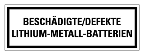 Aufkleber Batterie-Kennzeichnung „Beschädigte/Defekte Lithium-Metall-Batterien“ Schild Folie | Größe wählbar Made in Germany, Größen Name: 10x30cm Aufkleber Batterie-Kennzeichnung „Beschädigte/Defekte Lithium-Metall-Batterien“ Schild Folie | Größe wählbar Made in Germany, Größen Name: 10x30cm von MBS SIGNS