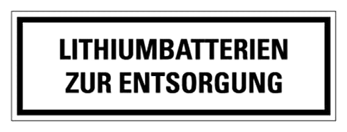 Aufkleber Batterie-Kennzeichnung „Lithium Batterien zur Entsorgung“ Schild Folie selbstklebend | Größe wählbar Made in Germany, Größen Name: 5x15cm von MBS-SIGNS
