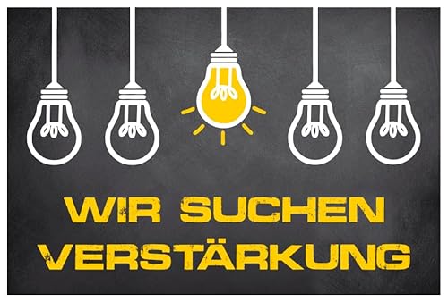 Aufkleber Bewerber Hinweis "Wir suchen Verstärkung" Bewerbung Schild Folie selbstklebend | Farbe wählbar Made in Germany, Farbe: Gelb | 30x20cm von MBS-SIGNS