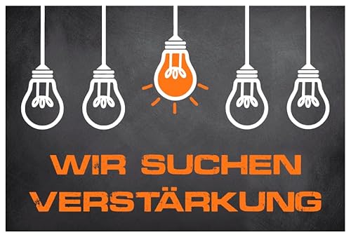 Aufkleber Bewerber Hinweis"Wir suchen Verstärkung" Bewerbung Schild Folie selbstklebend | Farbe wählbar Made in Germany, Farbe: Orange | 30x20cm von MBS-SIGNS