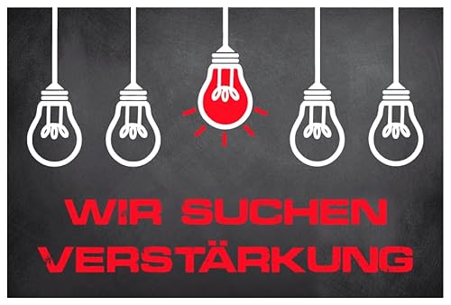 Aufkleber Bewerber Hinweis"Wir suchen Verstärkung" Bewerbung Schild Folie selbstklebend | Farbe wählbar Made in Germany, Farbe: Rot | 30x20cm von MBS-SIGNS