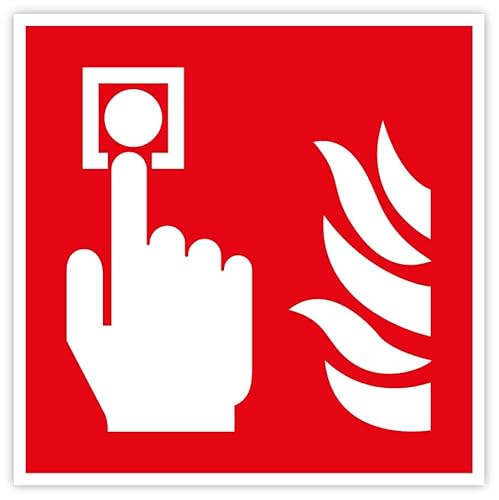 Aufkleber Brandschutzzeichen "Brandmelder" Symbol Schild 5-40cm Folie selbstklebend nach ISO 7010 made by MBS-SIGNS in Germany, Größen Name: 10x10cm von MBS-SIGNS