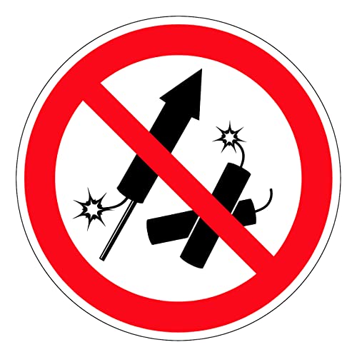 Aufkleber Feuerwerk Verbot"Keine Raketen & Böller" Verbotszeichen Schild Folie selbstklebend | Ø5-30cm Made in Germany, Größe: Ø5 cm von MBS-SIGNS